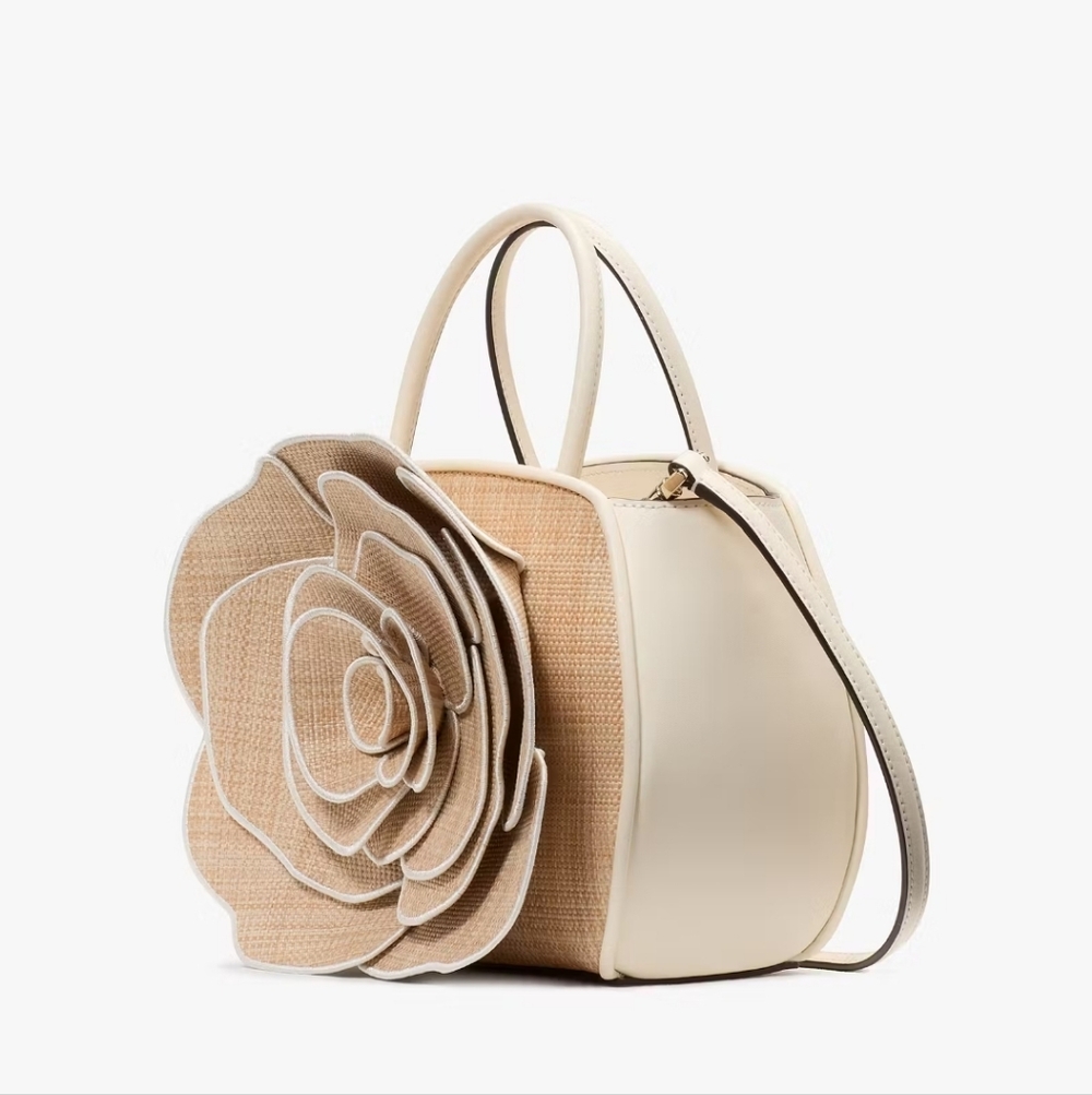 Kate Spade  Flora Rose Straw Crossbody, Natural - Picture 3 of 5